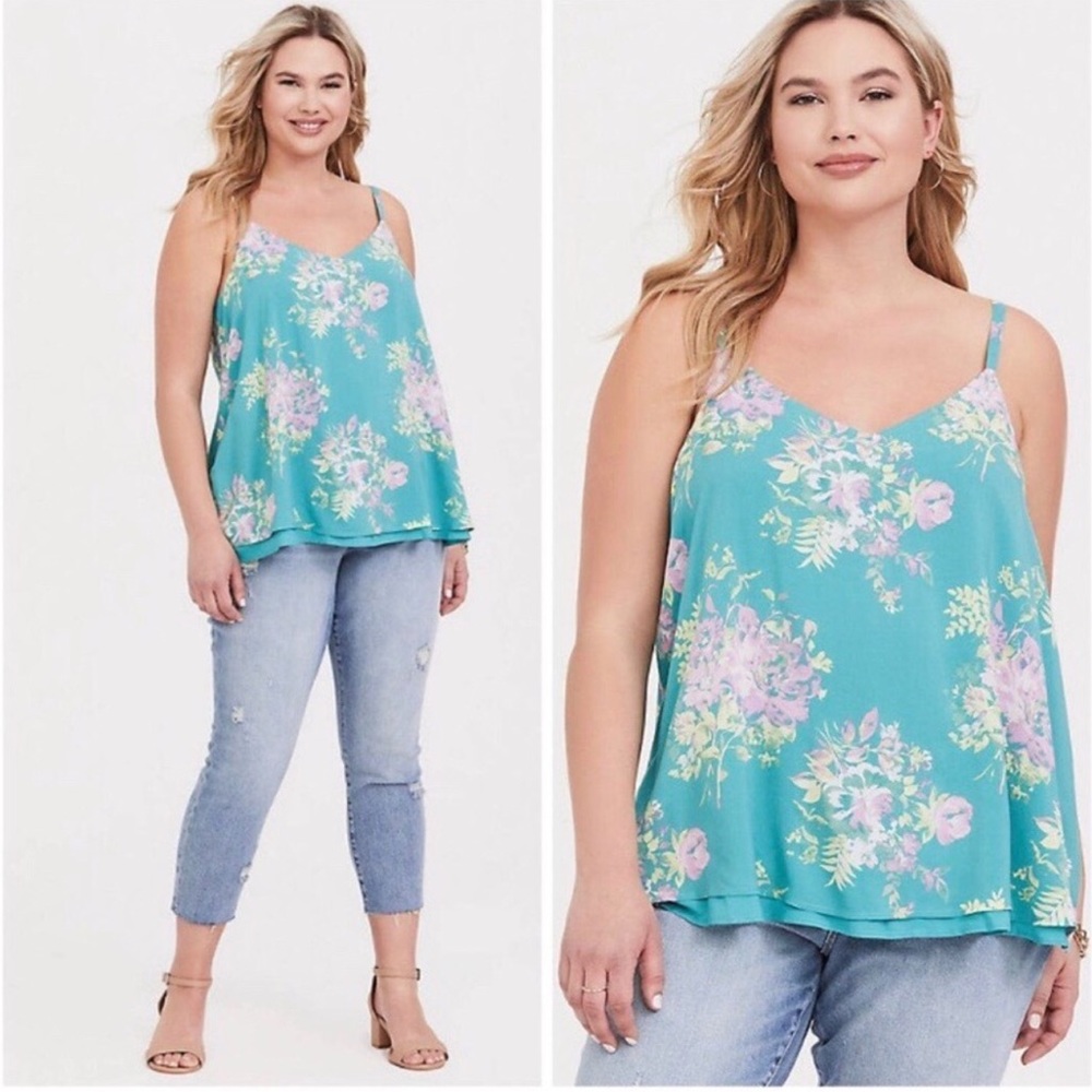 Sophie Green Floral Challis Tank Top NEW